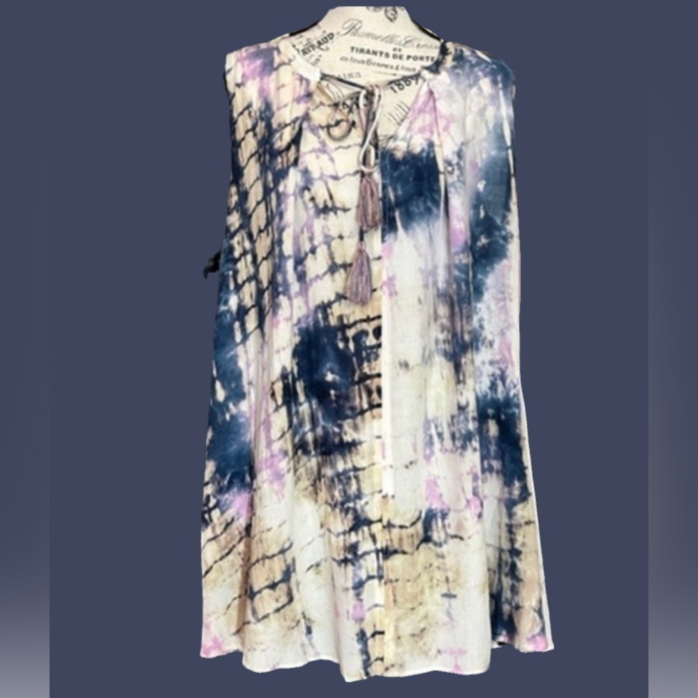 Umgee Tie Dye Oversized Top With Tassels